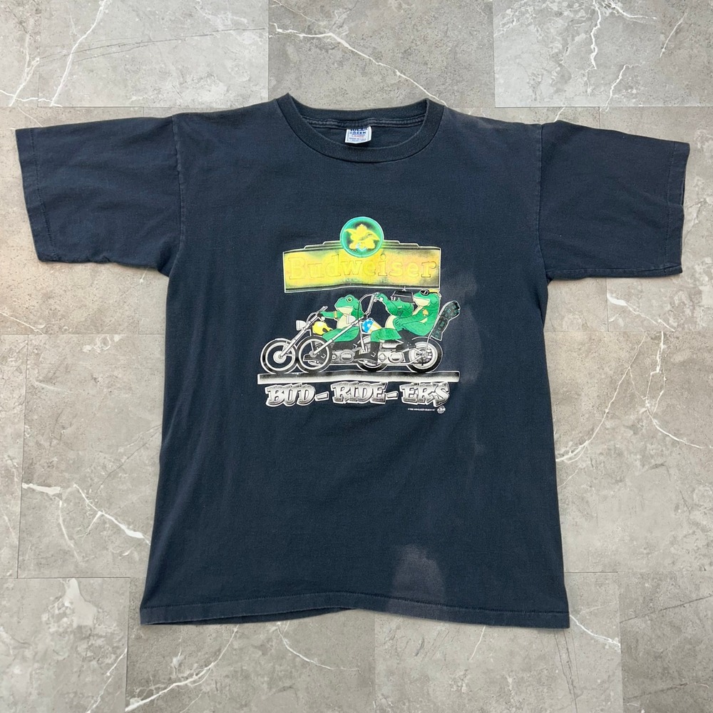 90s Vintage Budweiser Frogs Sturgis Graphic Tee Mens Large Faded Biker Shirt